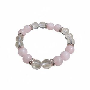 Rose Quartz & Clear Quartz Bead Bracelet — Soft Light, Quiet Grace